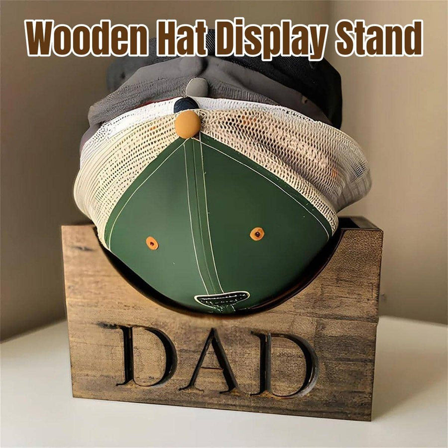 Rustic Wooden Hat Holder for Baseball Caps with Dad Engraving