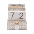 Rustic Wooden Perpetual Desk Calendar with Flip Blocks, Pineapple Design