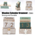 Rustic Wooden Perpetual Desk Calendar with Flip Blocks, Pineapple Design - view 2