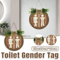 Rustic Wooden Toilet Sign with Faux Greenery and Burlap Bow, 23 cm