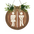 Rustic Wooden Toilet Sign with Faux Greenery and Burlap Bow, 23 cm - view 2