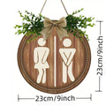 Rustic Wooden Toilet Sign with Faux Greenery and Burlap Bow, 23 cm - view 3