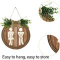 Rustic Wooden Toilet Sign with Faux Greenery and Burlap Bow, 23 cm - view 5