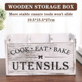 Rustic Wooden Utensil Holder and Cutlery Organiser with Carry Handles