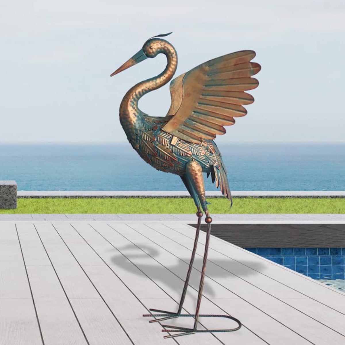Rustproof Metal Crane Statues Set of 2 for Garden, Patio and Yard Decor - view 4