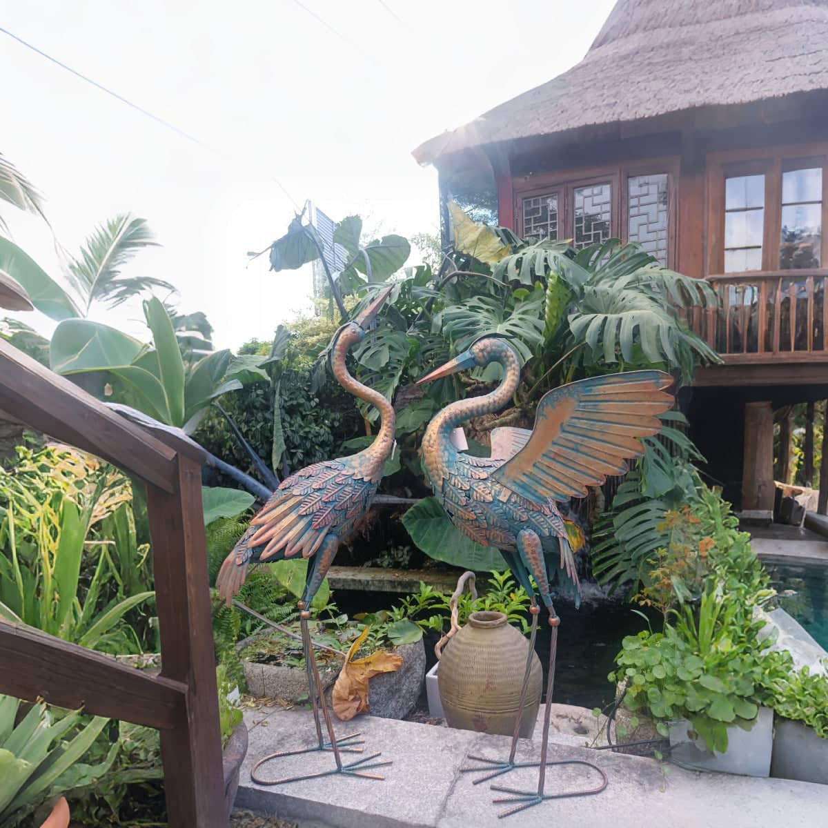 Rustproof Metal Crane Statues Set of 2 for Garden, Patio and Yard Decor - view 5