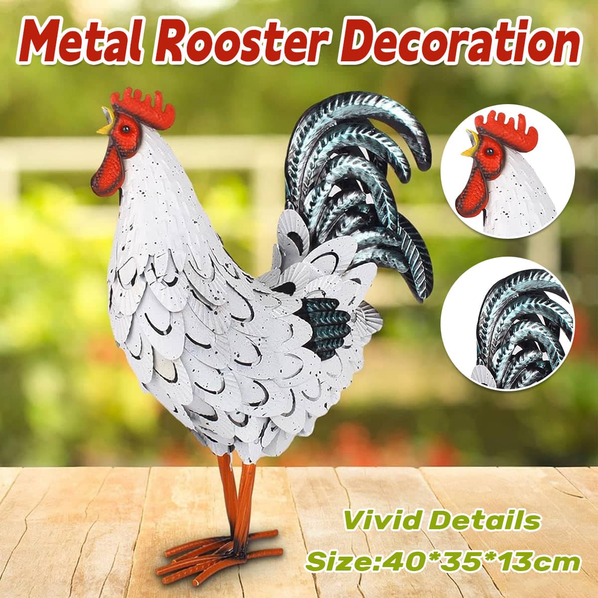 Rustproof Metal Rooster Garden Decoration for Yard, Patio and Landscape