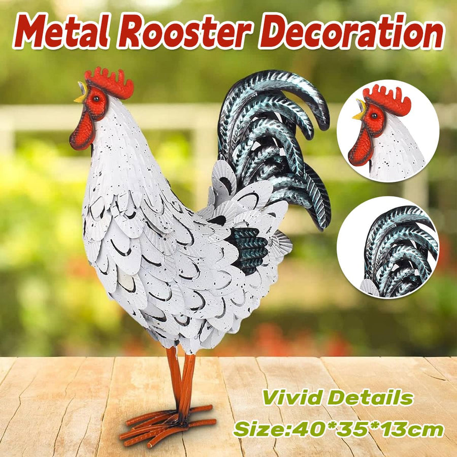 Rustproof Metal Rooster Garden Decoration for Yard, Patio and Landscape