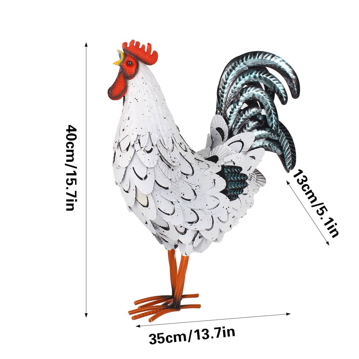 Rustproof Metal Rooster Garden Decoration for Yard, Patio and Landscape - view 3