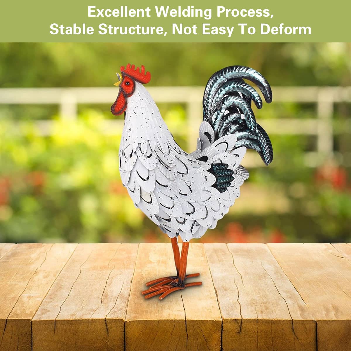 Rustproof Metal Rooster Garden Decoration for Yard, Patio and Landscape - view 4