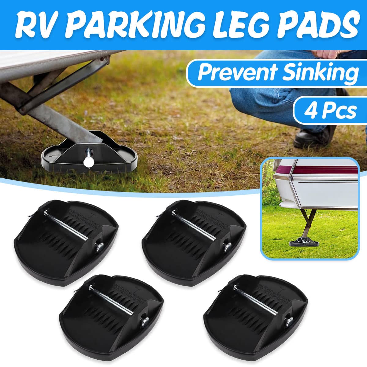 RV Support Brackets 4 Pack Universal Stabiliser Pads Anti-Sinking Feet