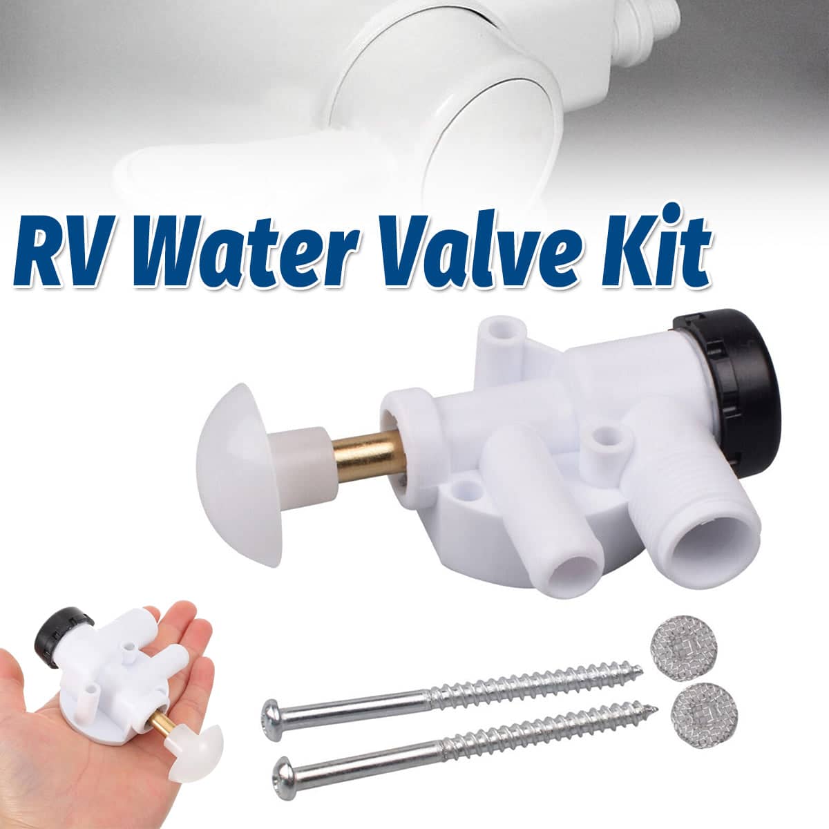 RV Toilet Water Valve Repair Kit, Plumbing Valve Set with Stainless Mesh Filters