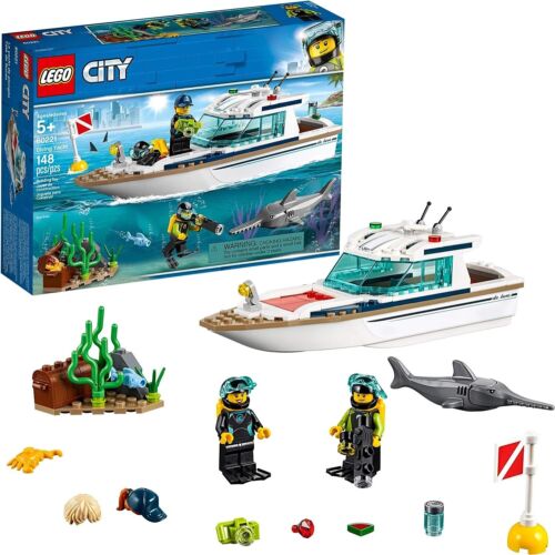 LEGO City Diving Yacht 60221 - Sea Ocean Boat with Diver and Swordfish - SuperSaverAU - view 1