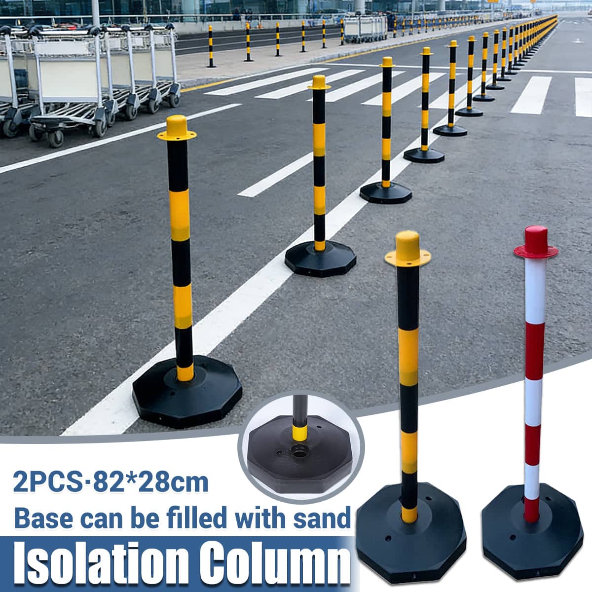 Safety Delineator Post, 82 cm Sand-Fillable Base - Red and White, Pack of 2 - view 2