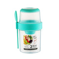 Salad Cup with Fork and Separate Compartments - 560ml, Green