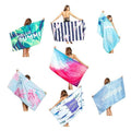 Sand Free Microfibre Beach Towel with Carry Bag, 80 x 160 cm - Blue Zebra Stripe Print - view 3