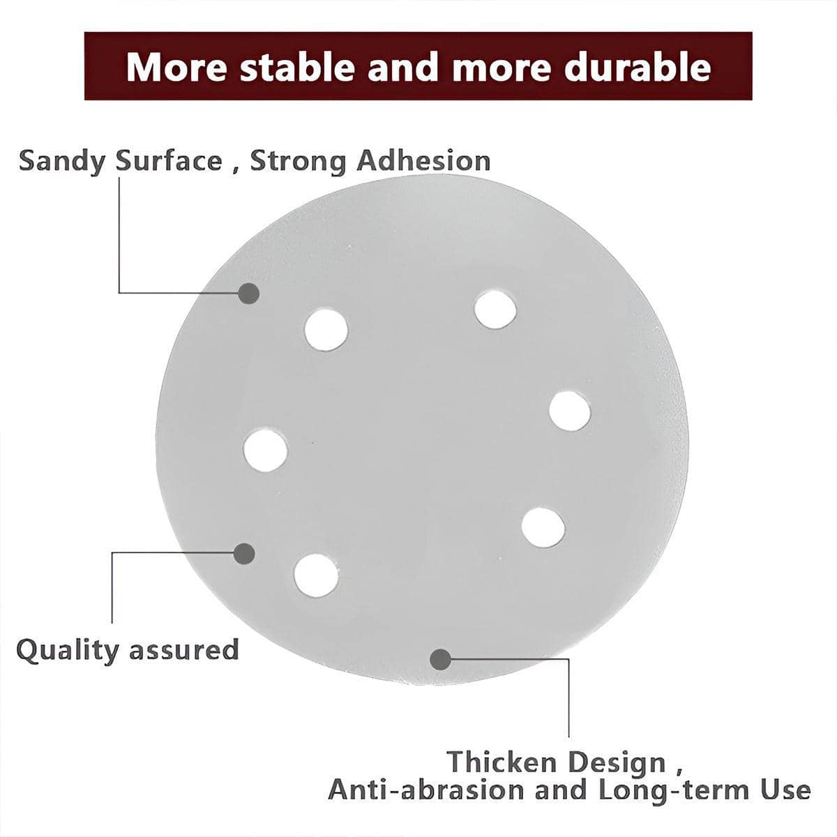 Sanding Discs 123 mm with Hook-And-Loop Backing - 120 Grit, 6 Holes, Pack of 100 - view 5