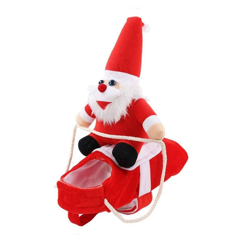 Santa Claus Riding Suit Pet Costume for Dogs and Cats - Size M (Chest 45-60 cm)