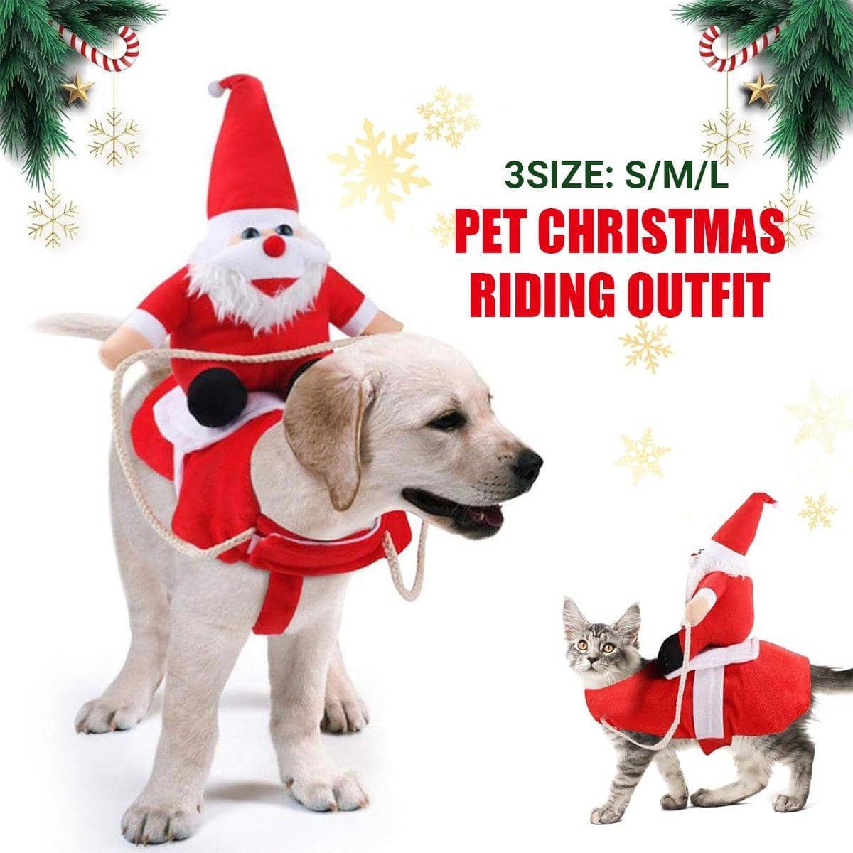 Santa Claus Riding Suit Pet Costume for Dogs and Cats - Size M (Chest 45-60 cm) - view 2