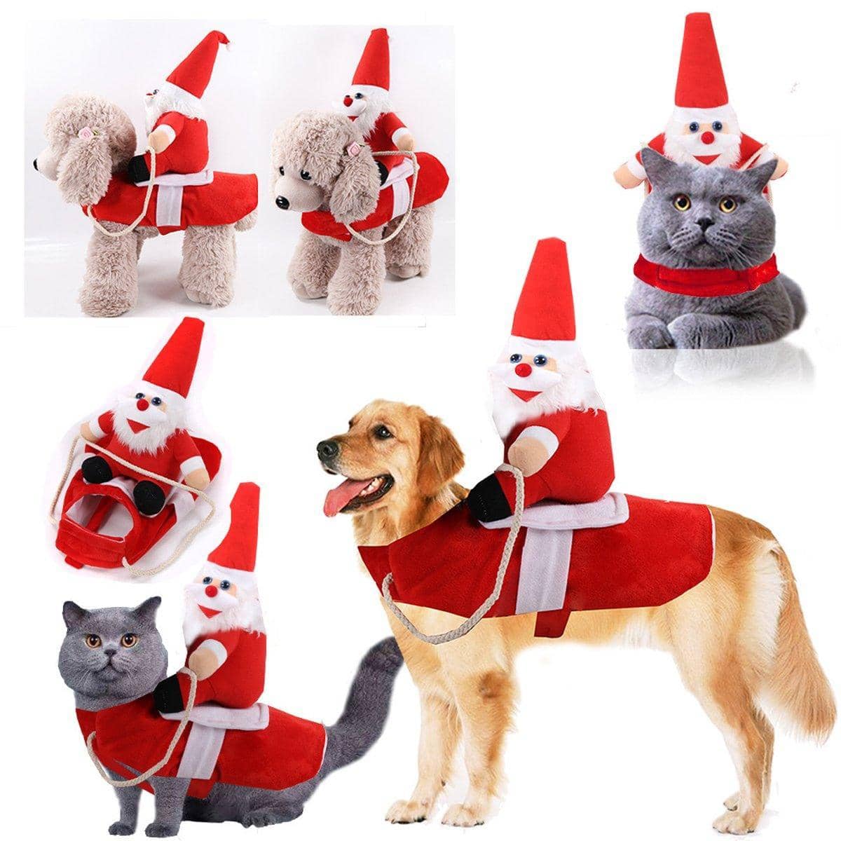 Santa Claus Riding Suit Pet Costume for Dogs and Cats - Size M (Chest 45-60 cm) - view 3
