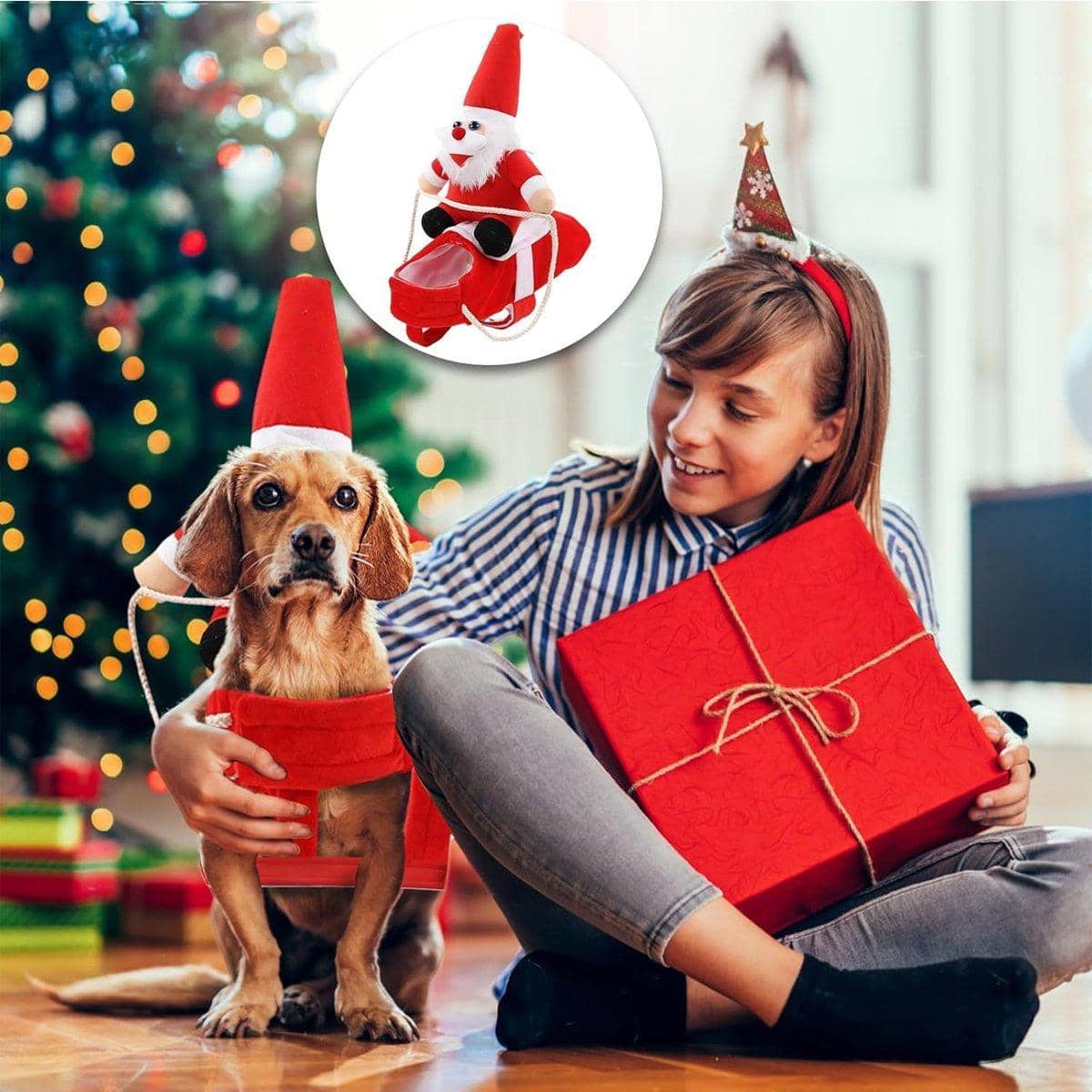 Santa Claus Riding Suit Pet Costume for Dogs and Cats - Size M (Chest 45-60 cm) - view 5