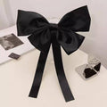 Satin Big Bow Barrette Hair Clip with Steel Clip for Women, Black - view 3