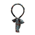 Satin Chain Print Headband with Long Scarf Tail - Blue