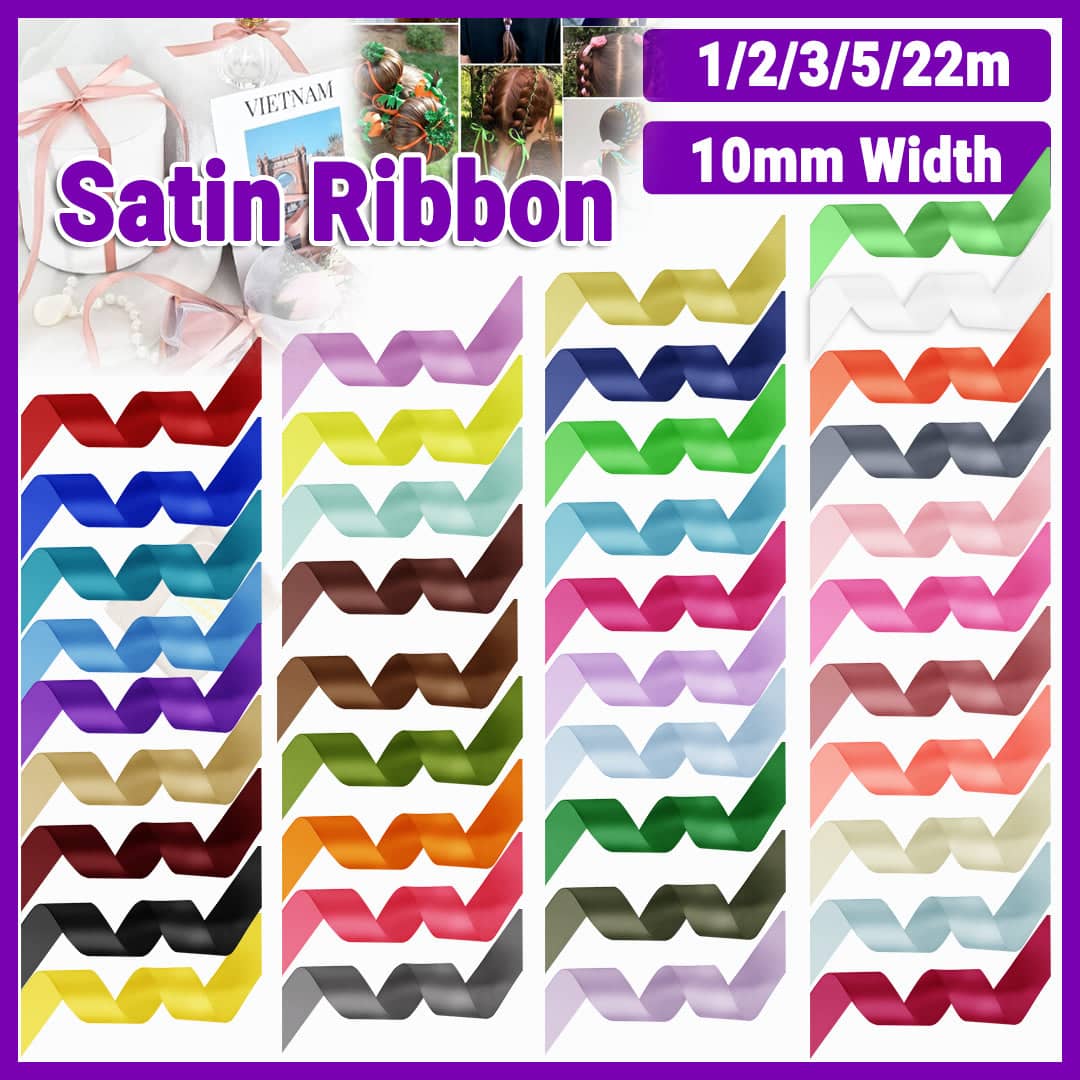 Satin Hair Ribbon - Extra Large (10mm x 22m), Coffee Brown - view 2