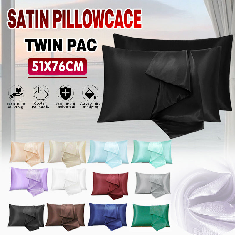 Satin Pillowcases 51 x 76 cm, Pack of 2 - Red - view 2