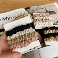Satin Scrunchies, Pack of 4 - Black and Tan - view 4