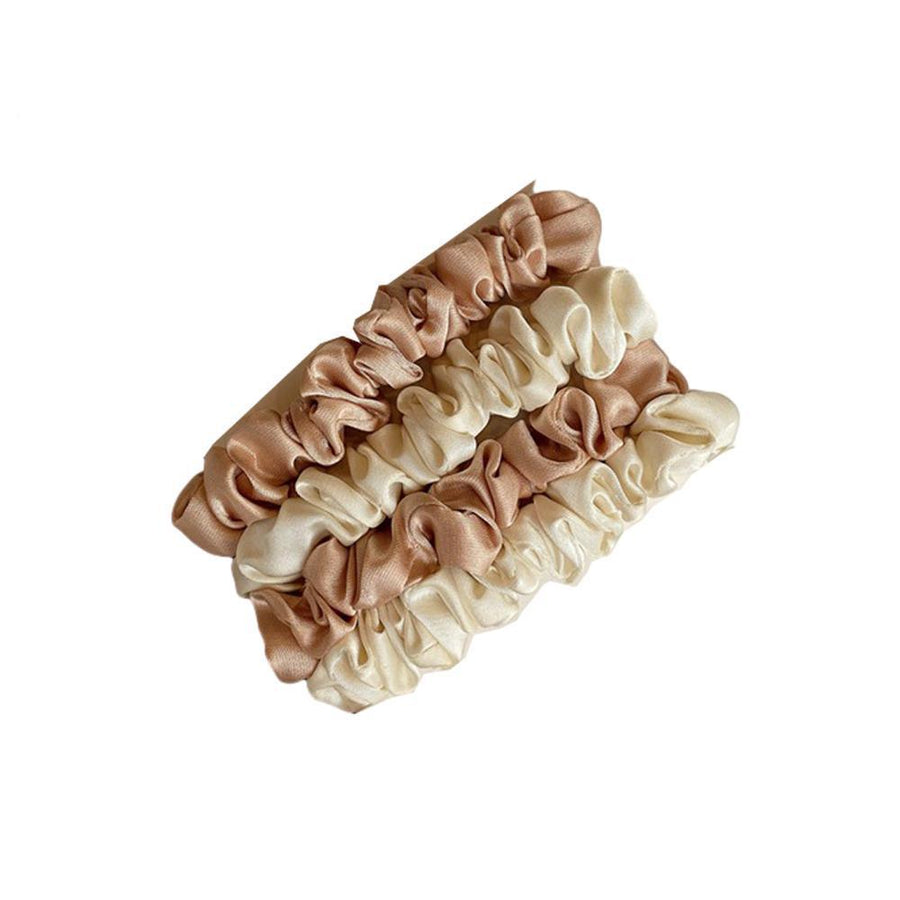 Satin Scrunchies, Pack of 4 - Blush Pink and Cream