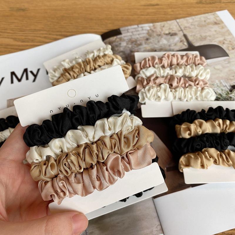 Satin Scrunchies, Pack of 4 - Blush Pink and Cream - view 4