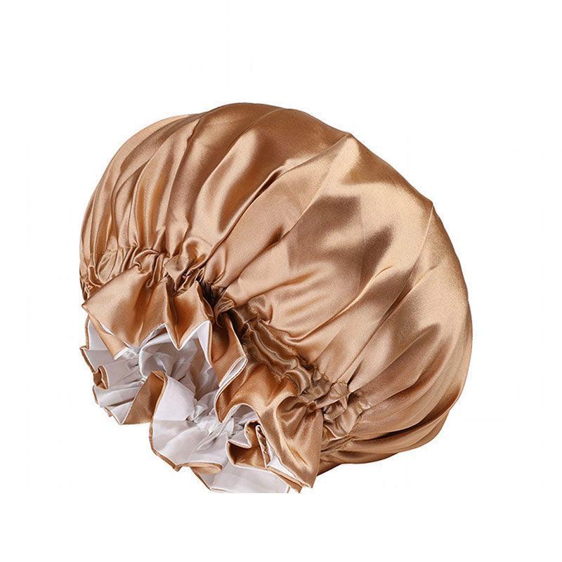 Satin Sleep Cap with Adjustable Wide Band - Gold
