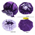 Satin Sleep Cap with Adjustable Wide Band - Purple - view 4