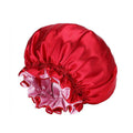 Satin Sleep Cap with Adjustable Wide Band - Red