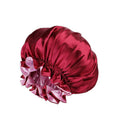 Satin Sleep Cap with Adjustable Wide Band - Wine Red