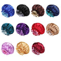 Satin Sleep Cap with Adjustable Wide Band - Wine Red - view 3