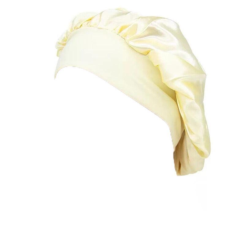 Satin Sleeping Bonnet Hair Wrap Cap for Women - Beige