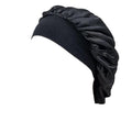 Satin Sleeping Bonnet Hair Wrap Cap for Women - Black