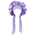 Satin Sleeping Bonnet Hair Wrap Cap for Women, Elastic - Purple