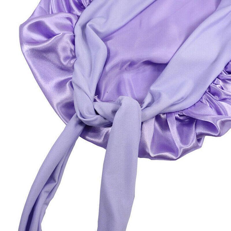 Satin Sleeping Bonnet Hair Wrap Cap for Women, Elastic - Purple - view 4