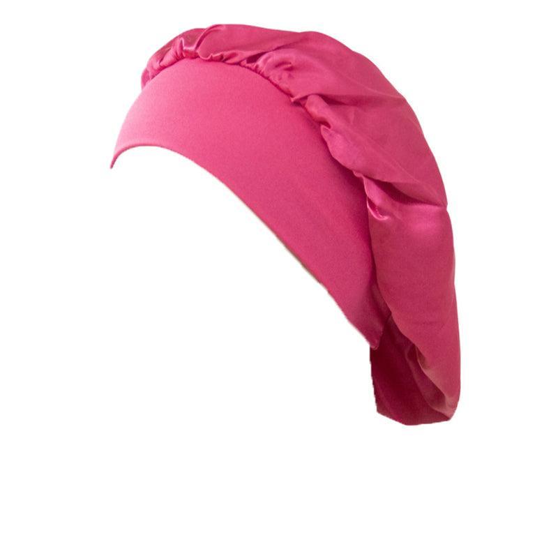 Satin Sleeping Bonnet Hair Wrap Cap for Women - Rose Red