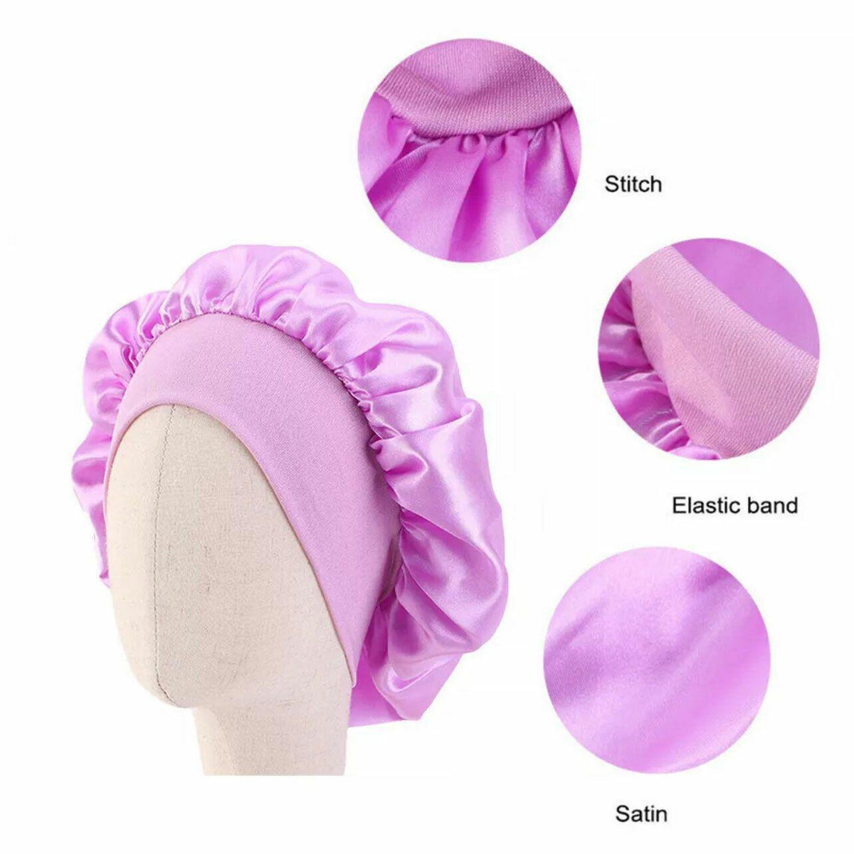Satin Sleeping Bonnet Hair Wrap Cap for Women - Rose Red - view 12