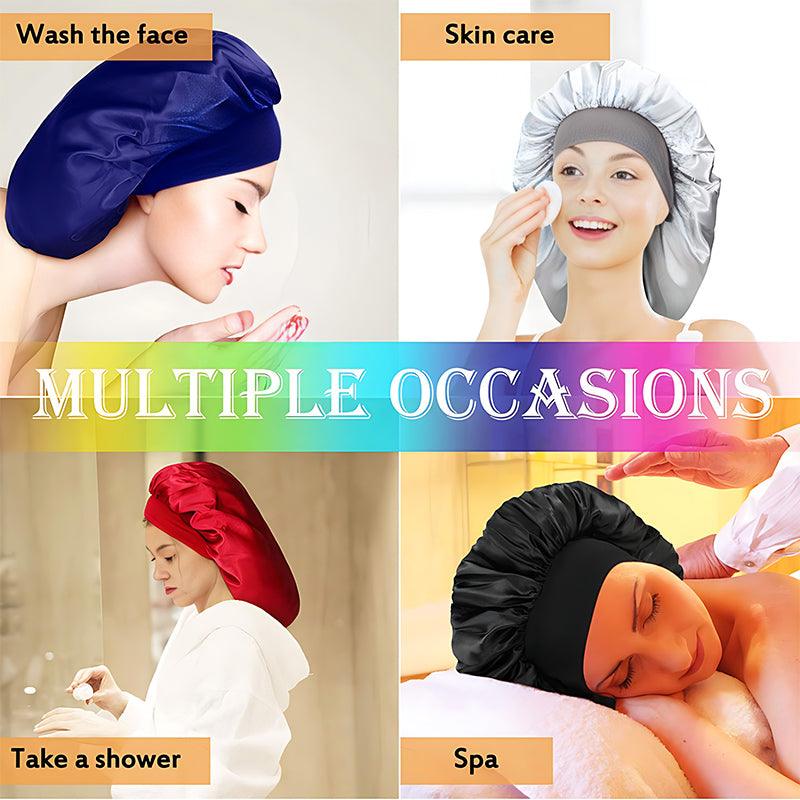 Satin Sleeping Bonnet Hair Wrap Cap for Women - Rose Red - view 9
