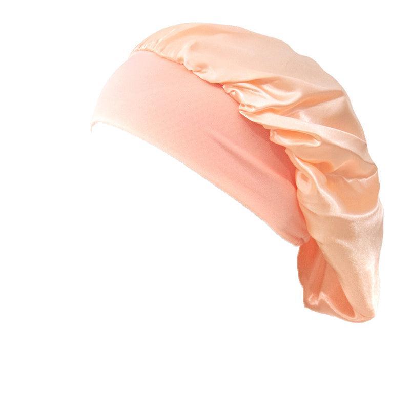 Satin Sleeping Bonnet Hair Wrap Cap for Women - Skin Pink
