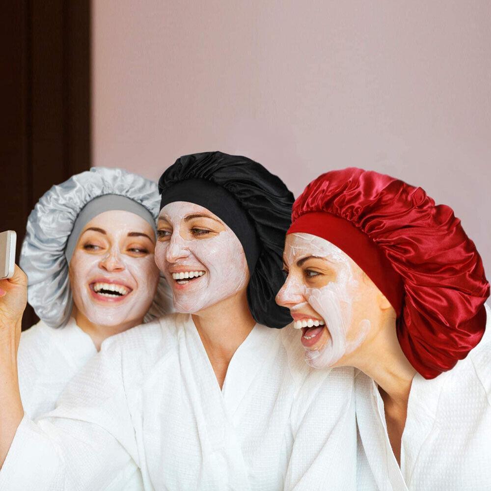 Satin Sleeping Bonnet Hair Wrap Cap for Women - Teal - view 6