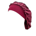 Satin Sleeping Bonnet Hair Wrap Cap for Women - Wine Red
