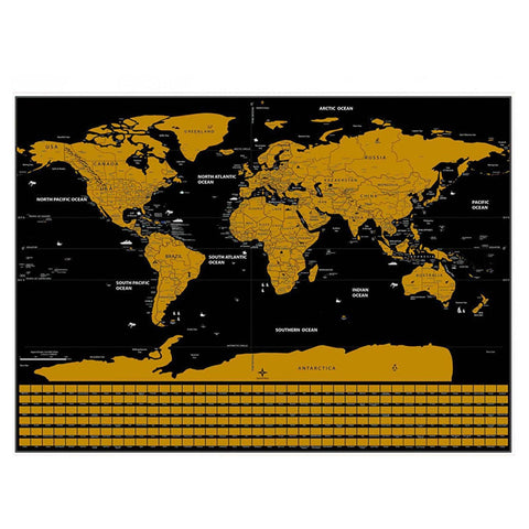 Scratch-Off World Map Poster, Black with Country Flags - 82.5 x 59.4cm