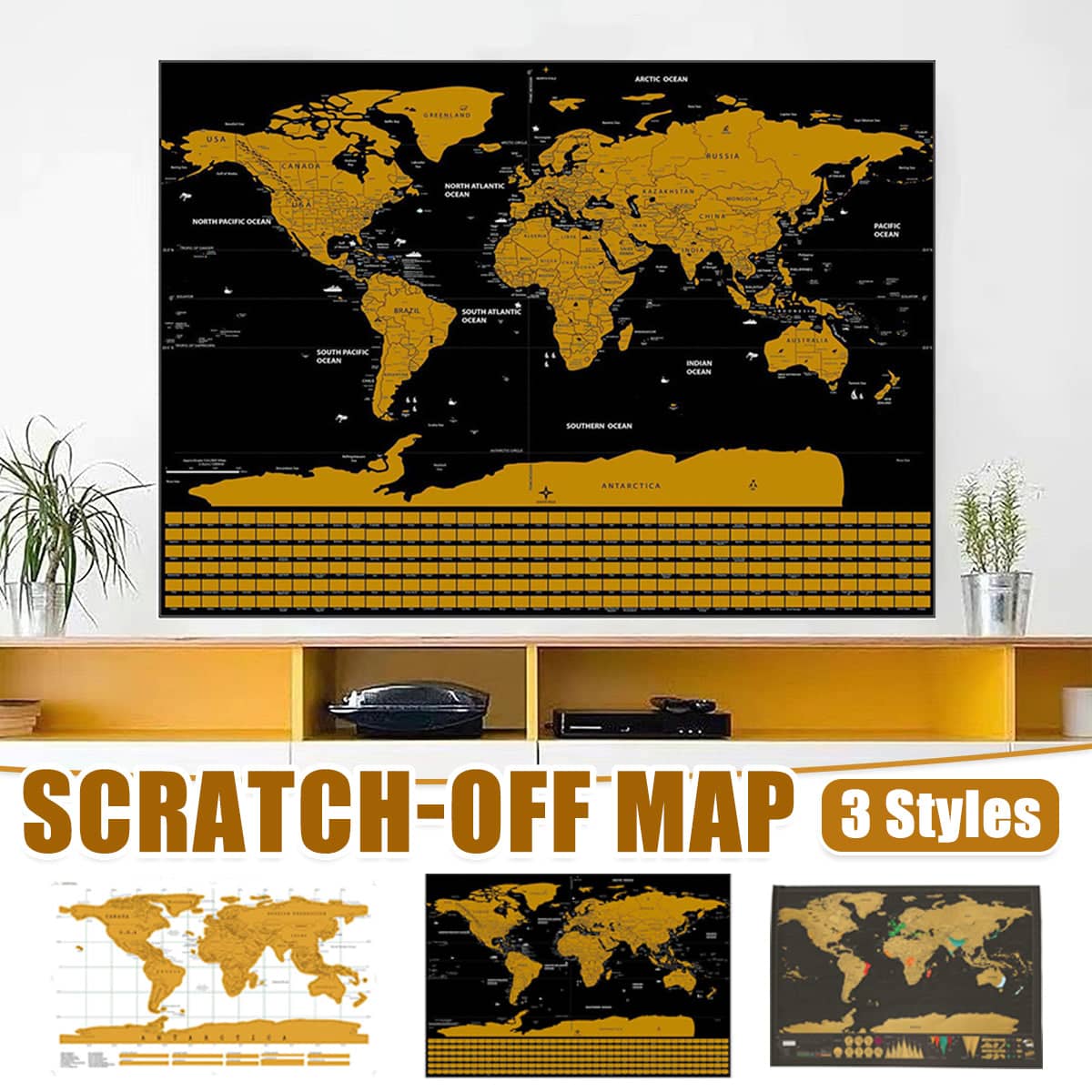 Scratch-Off World Map Poster, White Background - 82.5 x 59.4cm - view 2