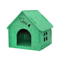 Scratch Resistant Semi Enclosed Felt Cat House - Green